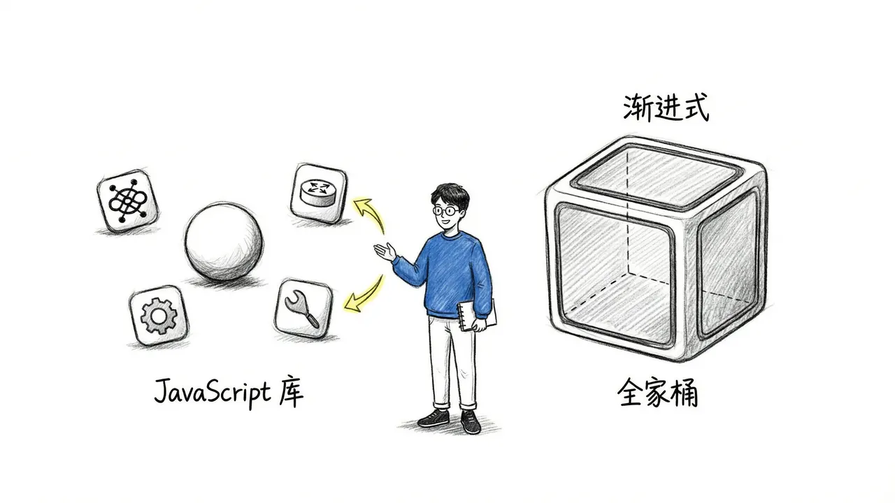 React库与Vue框架的结构差异